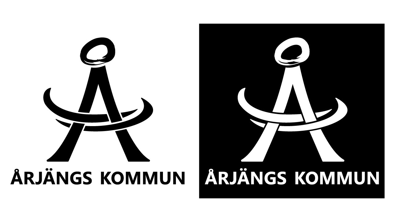 Årjängs kommuns logotyp som svart och vit