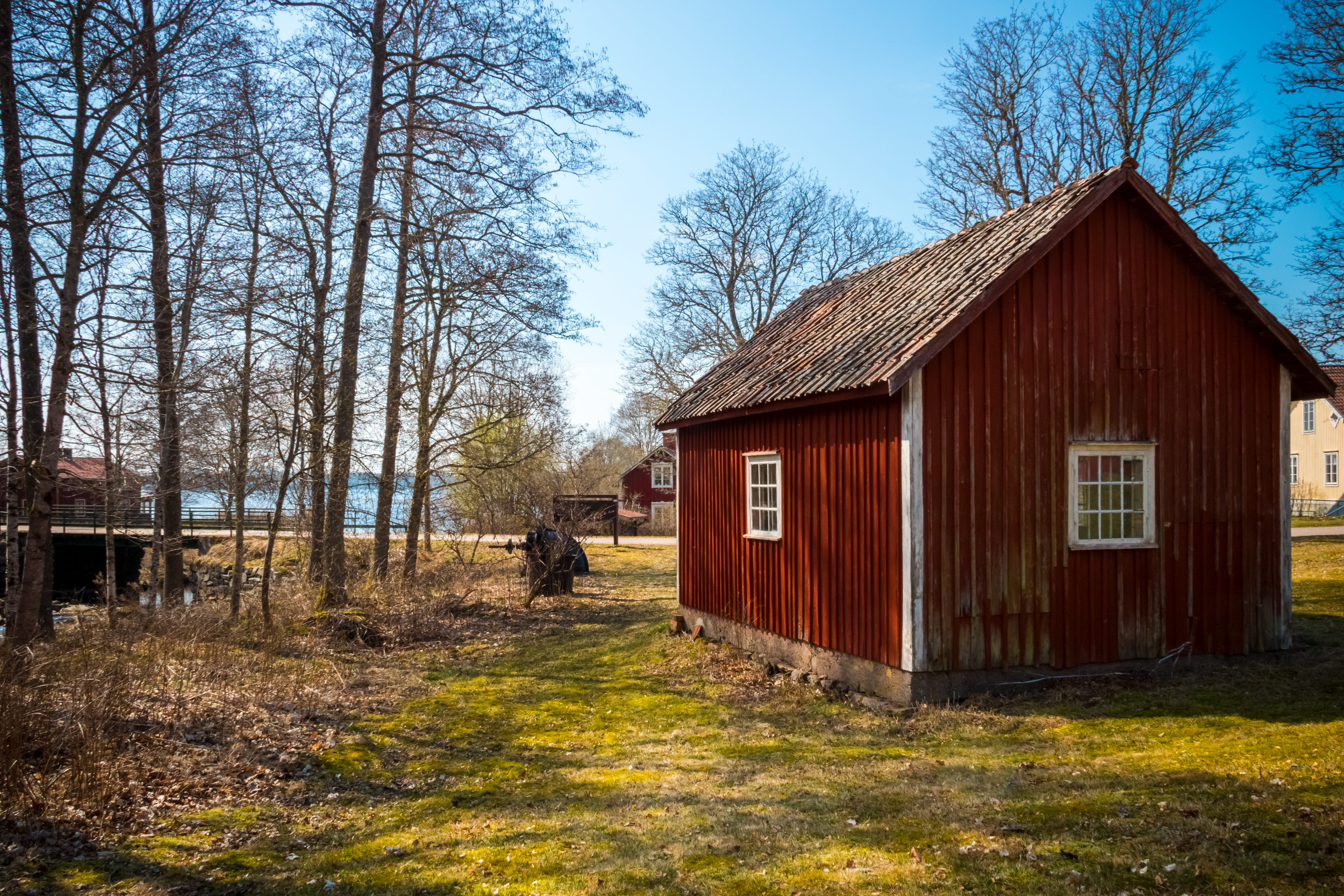 Drönarbild över del av Årjäng med Fjärilsparken i fokus